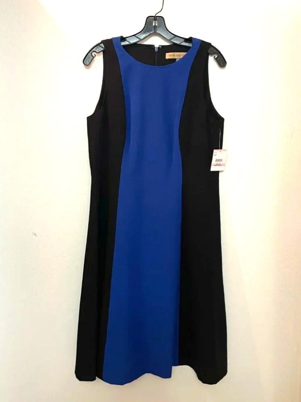 Nipon Boutique Blue and Black Colorblock Fit & Flare Dress Size 10 NEW